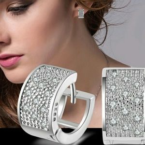 .925 Sterling Silver Crystal Stud Hoops